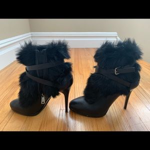 Ralph Lauren Leather Faux Fur Vivian Ankle Boots
